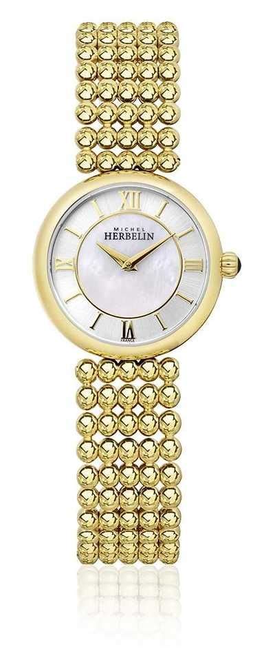 michel herbelin women s perle gold tone bracelet mother of pearl dial 17483 bp19 james