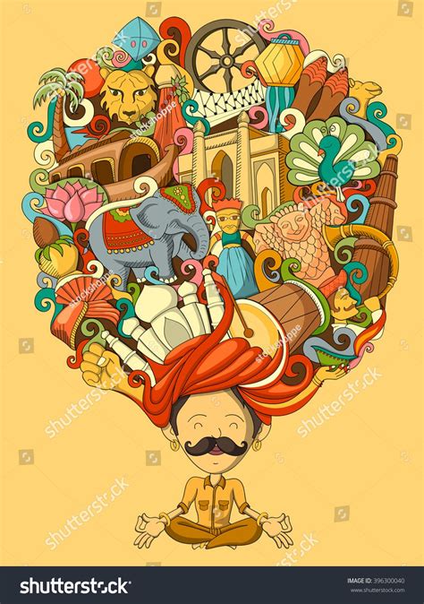 Vector Illustration Of Dream And Thought Of Indian Man India Painting