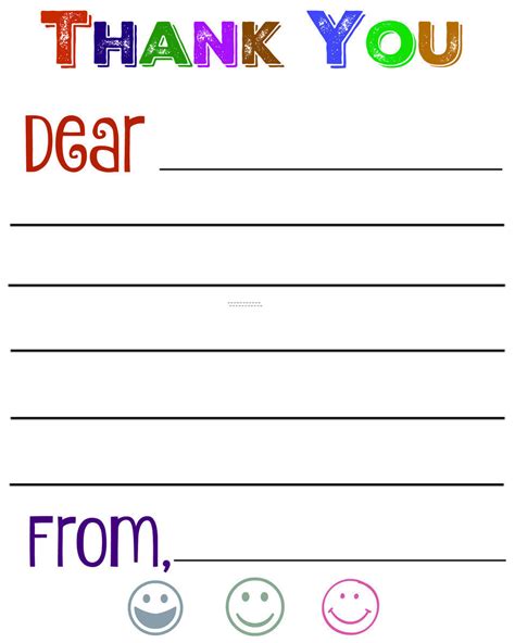 Printable Thank You Cards For Kids