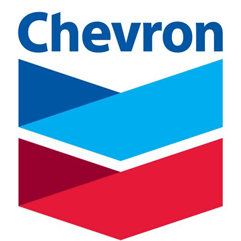 The Chevron Logo Is Shown In Blue Red And White