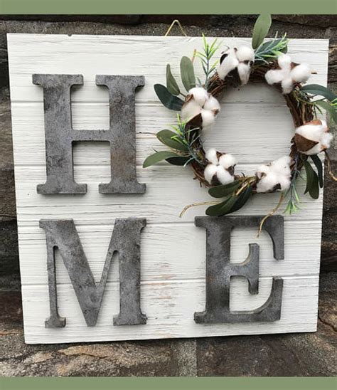 Show off your pride with our americana metal stars wreath, comprised of three rings of cut metal stars. Rustic Farmhouse Sign, Farmhouse HOME Sign, Fixer Upper ...