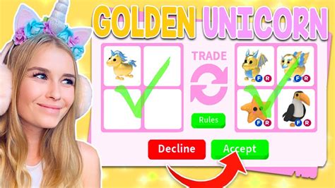 Trading Golden Unicorns Only In Adopt Me Roblox Youtube