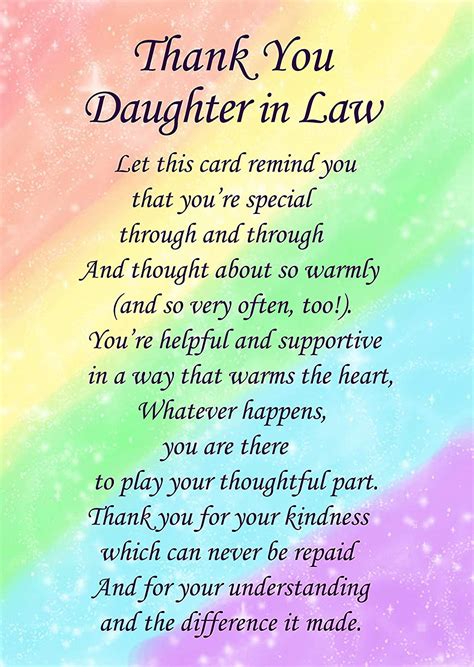 Thank You Daughter In Law Poem Verse Greeting Card Uk