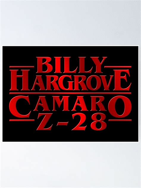 Stranger Things Billy Hargrove Camaro Z 28 Poster For Sale By
