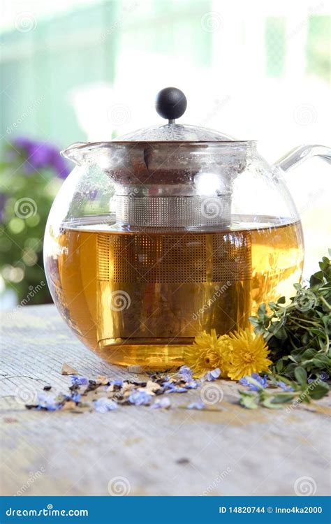 Herbal Tea In Teapot Stock Photo Image Of Grassy Isolated 14820744