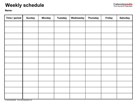 Sample Free Weekly Schedule Templates For Excel 18 Templates Monday To