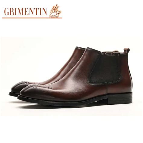 Grimentin Italian Stylish Mens Dress Ankle Boots Genuine Leather