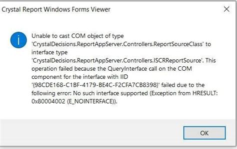 Crystal Runtime Files Give Error When Opening Reports IFS10 IFS