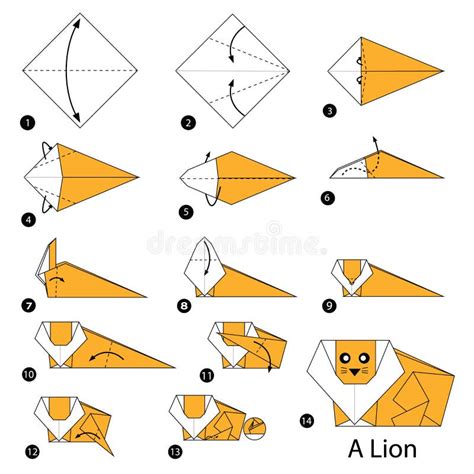 Geleidelijke Instructies Hoe Te Om Tot Origami Een Geit Te Maken Vector