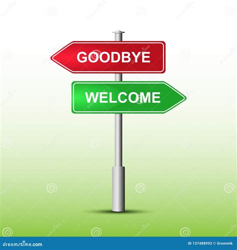 Pointer Red And Green With The Words Welcome And Goodbye Stock Vector