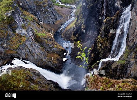 Voringfoss Twin Waterfalls Southern Norway Stock Photo Alamy