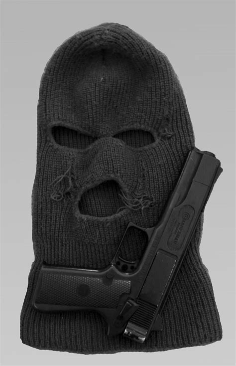 Salvaged Robbery Tools Hood Gear Robber Mask Black N White Images