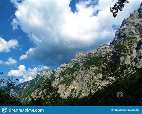 Mountain Range Above Krma Valley In Julian Alps Stock Photo Image Of