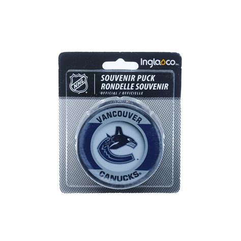 vancouver canucks inglasco nhl retro logo hockey puck