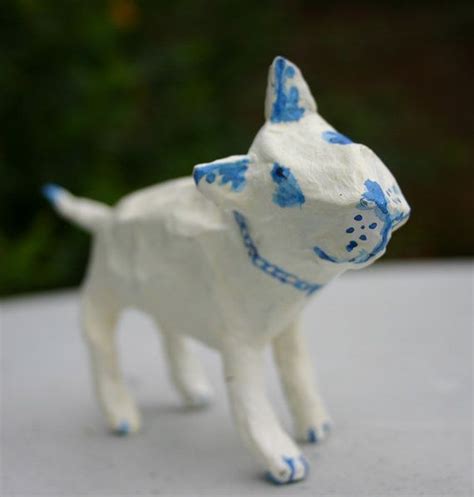 Papier Maché Bull Terrier in Blue and White by TheTerriersClub Bull