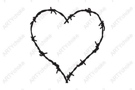 Barb Wire Heart Svg File For Cricut Grafica Di Artychokedesign