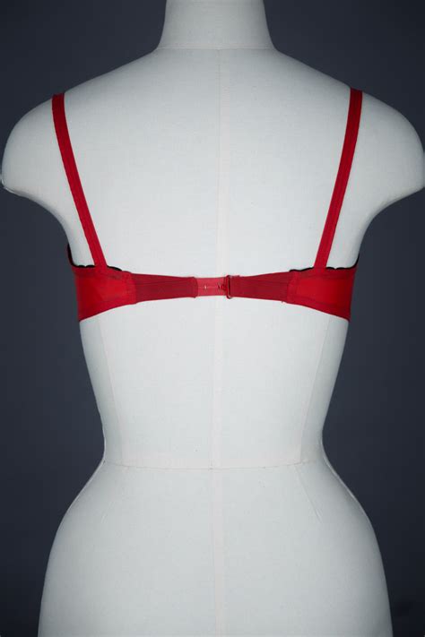 Red Nylon And Lace Padded Quarter Cup Bra By La Parisienne The Underpinnings Museum