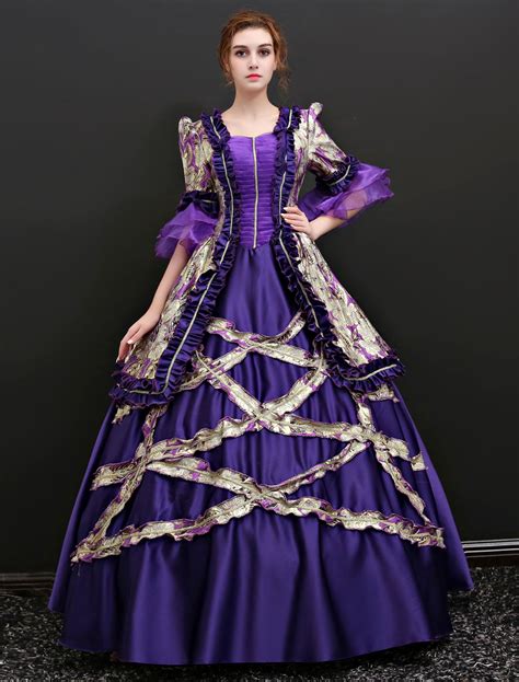 Blue And Champagne Vintage Baroque Embroidery Ball Gown Dress Renaissance Gown Queen Dress