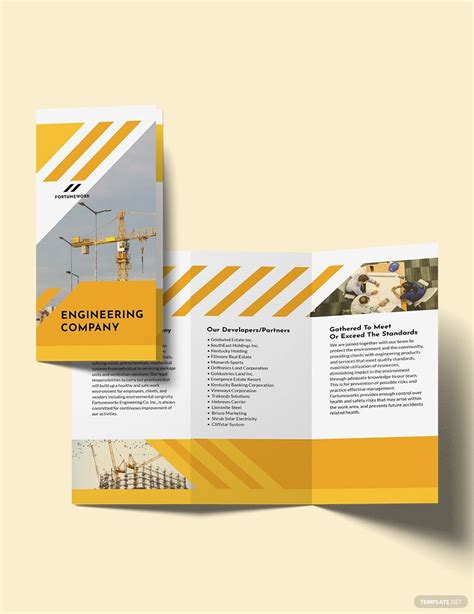 Professional Engineering Company Tri Fold Brochure Template