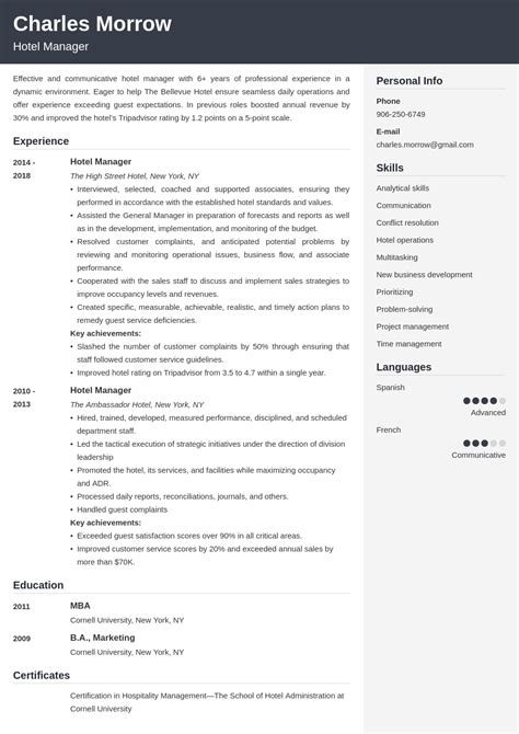 Hotel Manager Resume Sample And Writing Guide 20 Tips