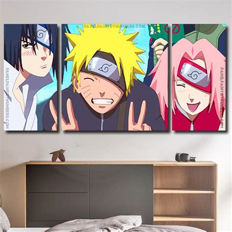 Naruto Sasuke Sakura 3 Panels Paint By Number Panel Paint By Numbers