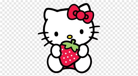 Hello Kitty holding strawberry, Hello Kitty Paper Sticker Decal, hello