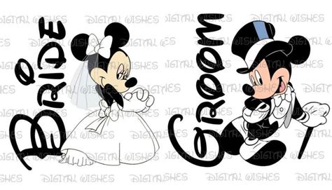 Bride And Groom Mickey And Minnie Mouse Instant Download Digital Clip