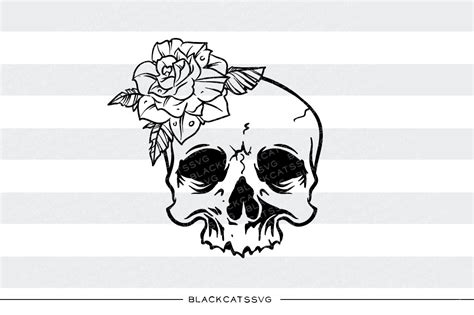 Skull and rose - SVG file By BlackCatsSVG | TheHungryJPEG.com