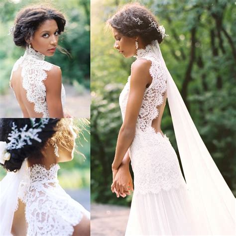 If you thought the front was good, just wait until you see what these wedding dresses look like from behind. Vintage Lace Beach Chiffon Wedding Dresses 2015 Summer ...