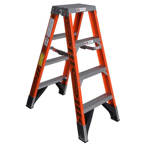Werner 4 Ft Fiberglass Type 1aa 375 Lbs Capacity Twin Step Ladder At