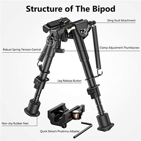 Cvlife 6 9 Inches Rifle Bipod With Quick Release Adapter For Picatinny