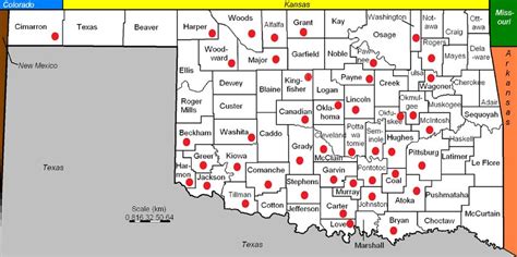 The Geographical Locations Of The Counties In The State Of Oklahoma