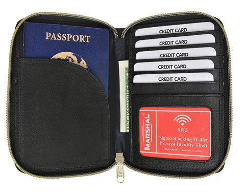 Rfid Premium Leather Mens Passport Bifold Zip Around Wallet Id