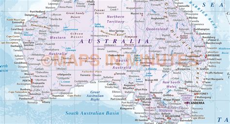 Digital vector map of Australasia region, political with Ocean contours