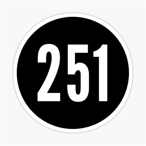 251 Of Area Code Zip Code Location Black And White Sticker For Sale