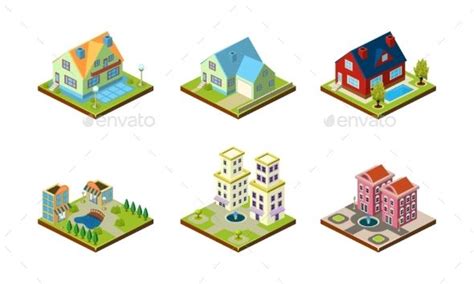 City Buildings Set | City buildings, City cartoon, House illustration