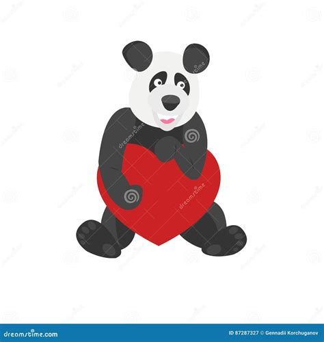 Cute Panda Holding A Heart Stock Vector Illustration Of Leaflet 87287327