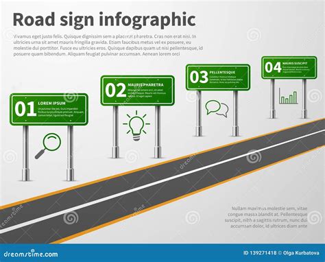 Road Sign Infographic Banner Traffic Street Route Path Blank
