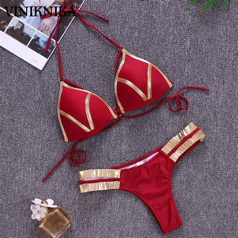 New Sexy Red Blue Bikini Black Swimwear Women 2019 Bandage Bikinis Set