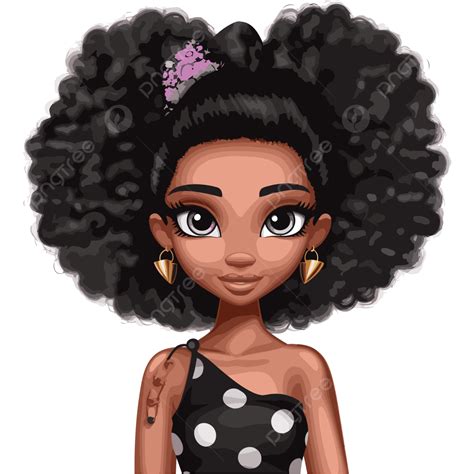 Black Barbie Vector Sticker Clipart American Cartoon Character Drawing