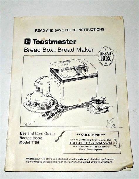 Use and care guide recipe book bread box plus bread maker 1148x (65 pages). Toastmaster Breadbox Breadmaker Instruction for Model 1196 #Toastmaster (With images ...
