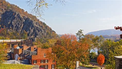 Autumn Landscape Of Harpers Ferry Historic Town In West Virginia Usa