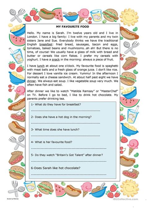 Reading Comprehension About Healthy Food For Beginners Lori Sheffield