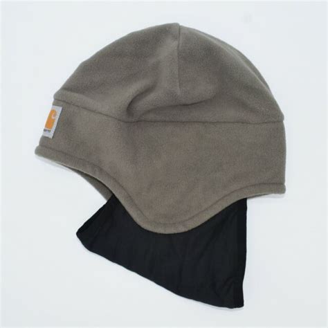 New Carhartt Mens Fleece 2 In 1 Headwear Beanie Ear Flap Hat Cap Osfa