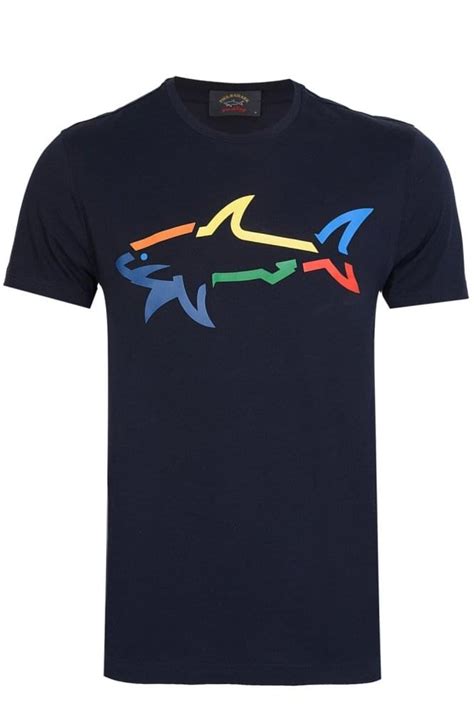 Paul & Shark Colorful Shark Logo Tshirt gambar png
