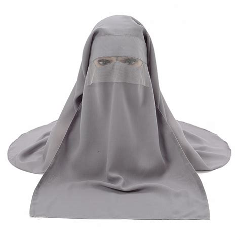 2 Pcs Set Muslim Face Cover Scarf Islamic Niqab Burqa Bonnet Hijab Chiffon Veil Headwear Abaya