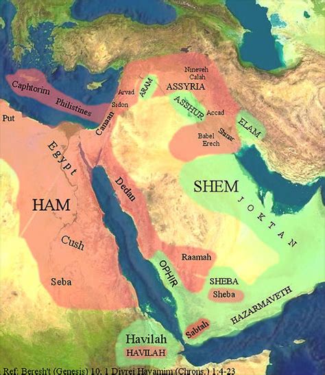 Map Of Shem Ham And Japheth World Map