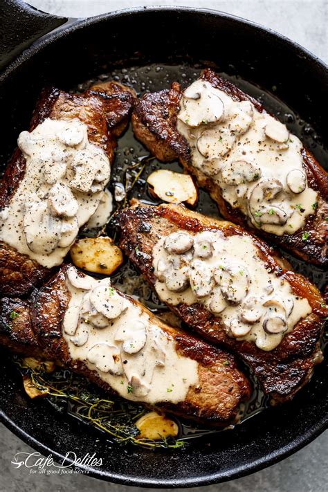 This post may contain affiliate links or sponsored content. Pan Seared Garlic Butter Steak & Mushroom Cream Sauce ...
