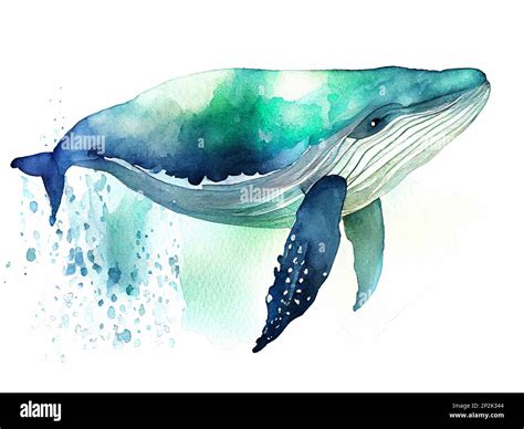 Sea Whale Hand Drawn Watercolor Illustration Animals Stock Photo Alamy