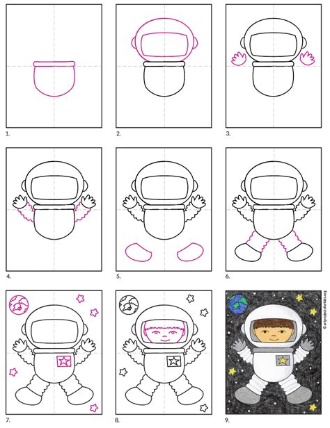 Easy How To Draw An Astronaut Tutorial And Coloring Page